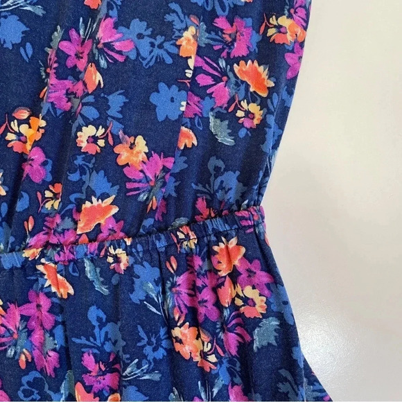 Forever 21 Floral Print Tie-back Sleeveless Purple and Blue Mini Halter Dress - Picture 5 of 16